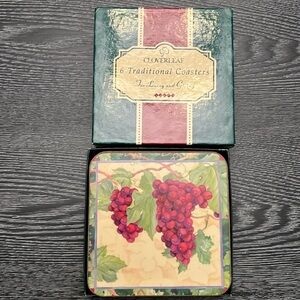 Cloverleaf 6 Coasters~ Vineyard Design~In Box-4x4